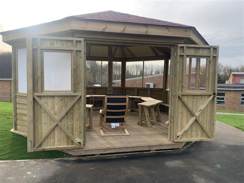 A front view of our outdoor classroom gazebo