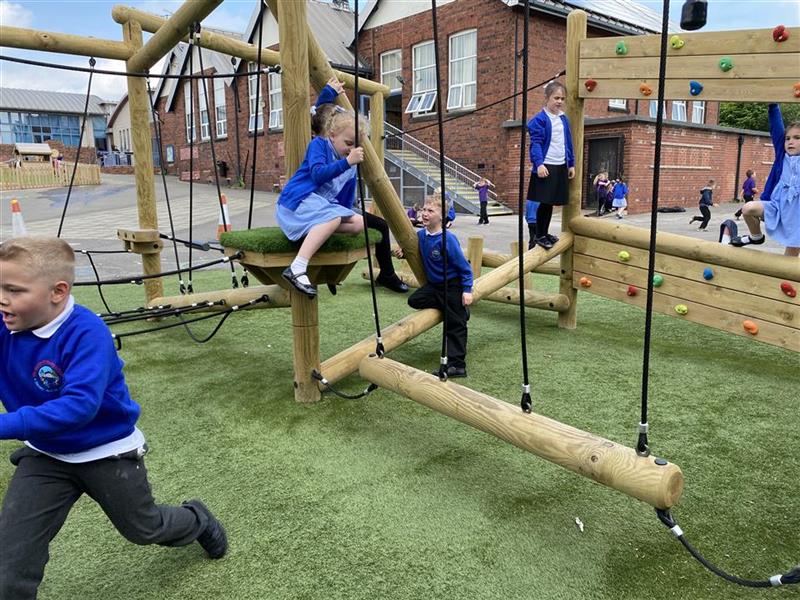 children playing on our climbing frame