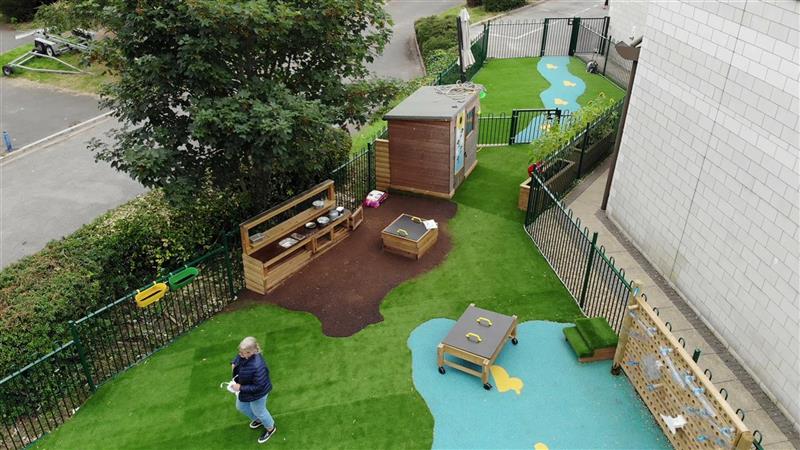 A birds eye view of the eyfs playground