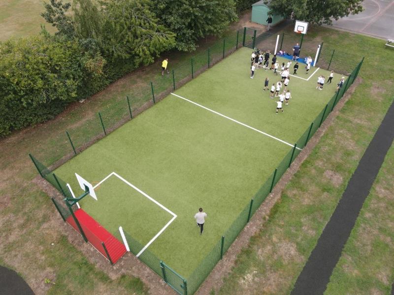 Birds eye view of the MUGA installed at King Edwins Primary School