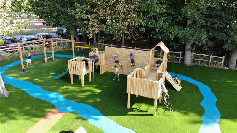 A birds eye view of the climbing frame at Oakwood Primary School in West Sussex