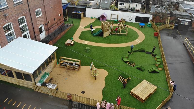 A birds eye view of the playground development at penbridge primary school
