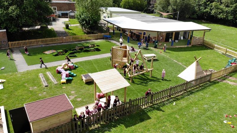 a birdseye view of the play space