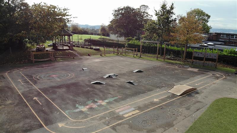 A birds eye view pf broomhill primary schools playground 