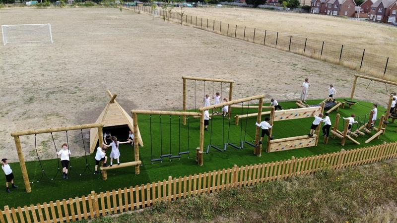 a birdseye view of the new play space at Alder Grove
