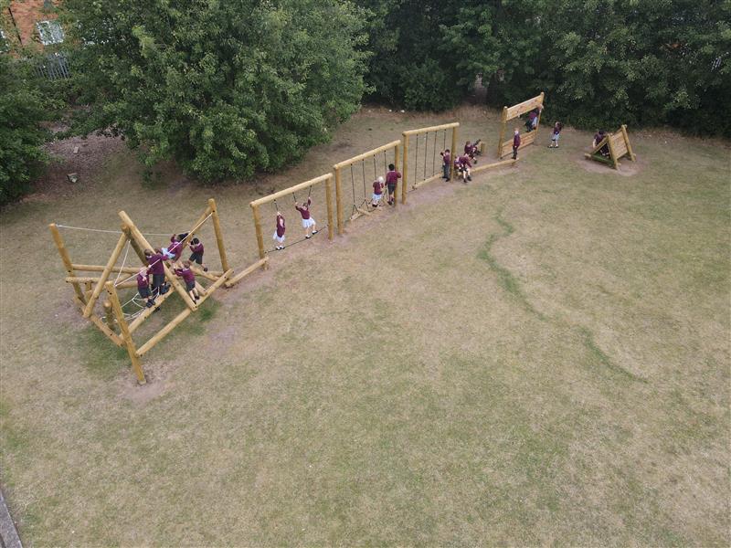 a birds eye view of the climber and the trim trail
