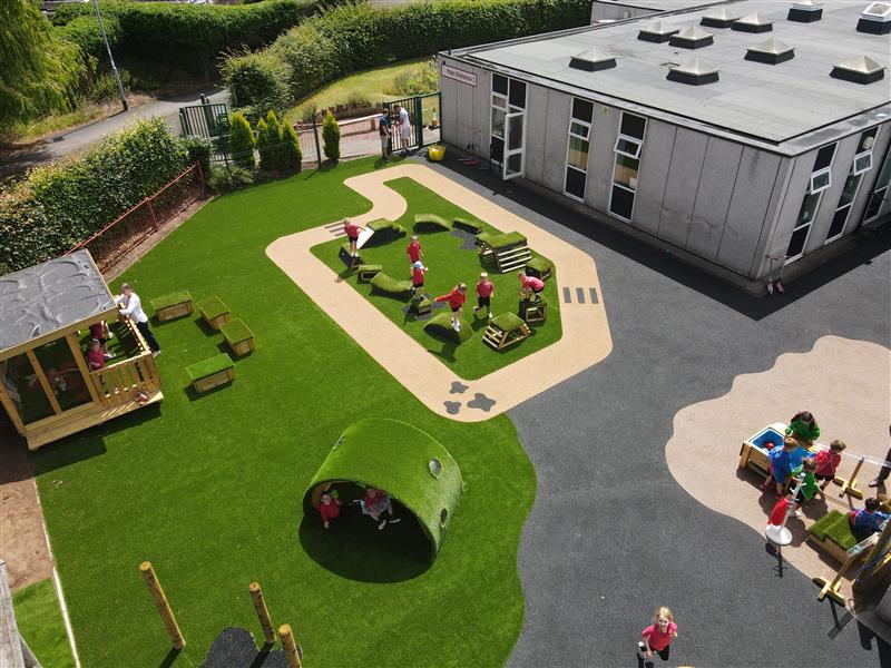 a birdseye view of the whole eyfs development at Barnfields Primary School