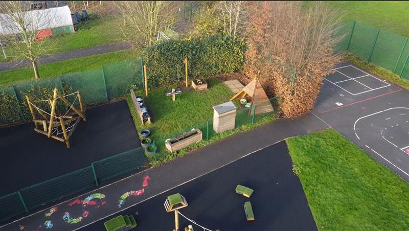 A birds eye view of the reception playground space