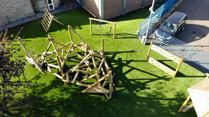 a birdseye view of the crinkle crags climber and the artificial grass surfacing