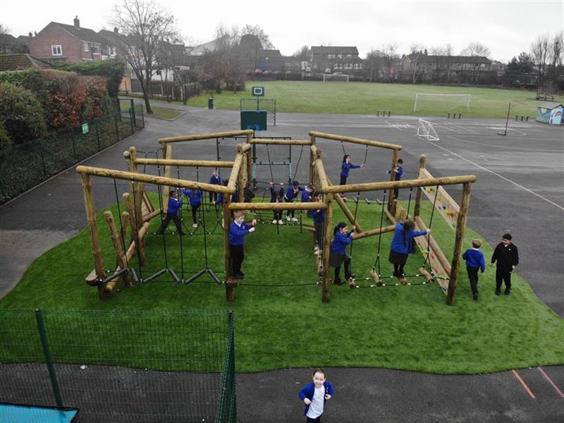 A birds eye view of the climbing frame at sunny bank primary