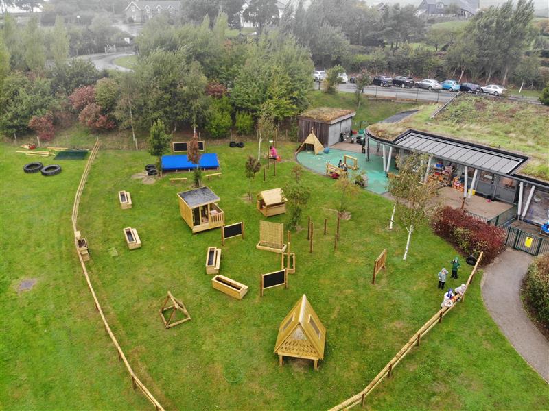A birds eye view of the playground at Ysgol Craig Y Deryn