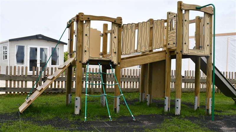 A outdoor climbing tower for holiday parks