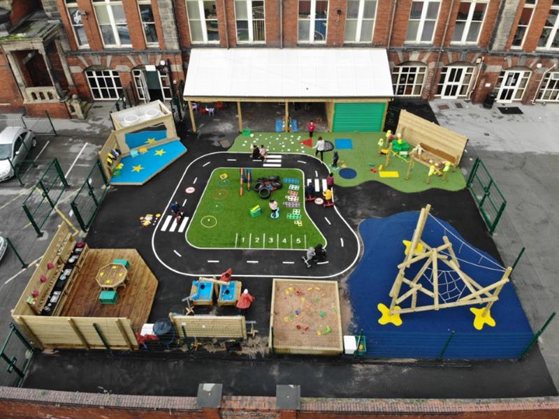 outdoor play environment designed by Pentagon Play