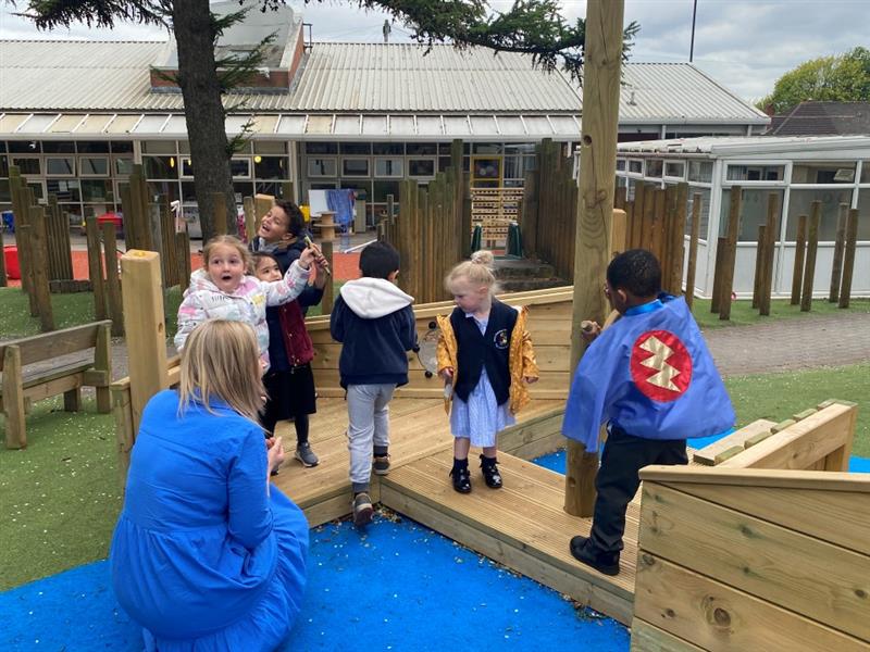 children take part in a pirate scavenger hunt on a play ship