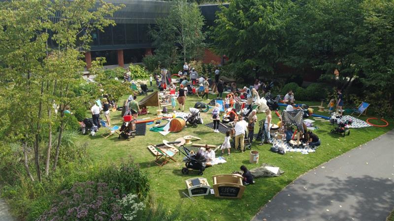 children and parents gather at The Whitworth Art Gallery for the summer of play
