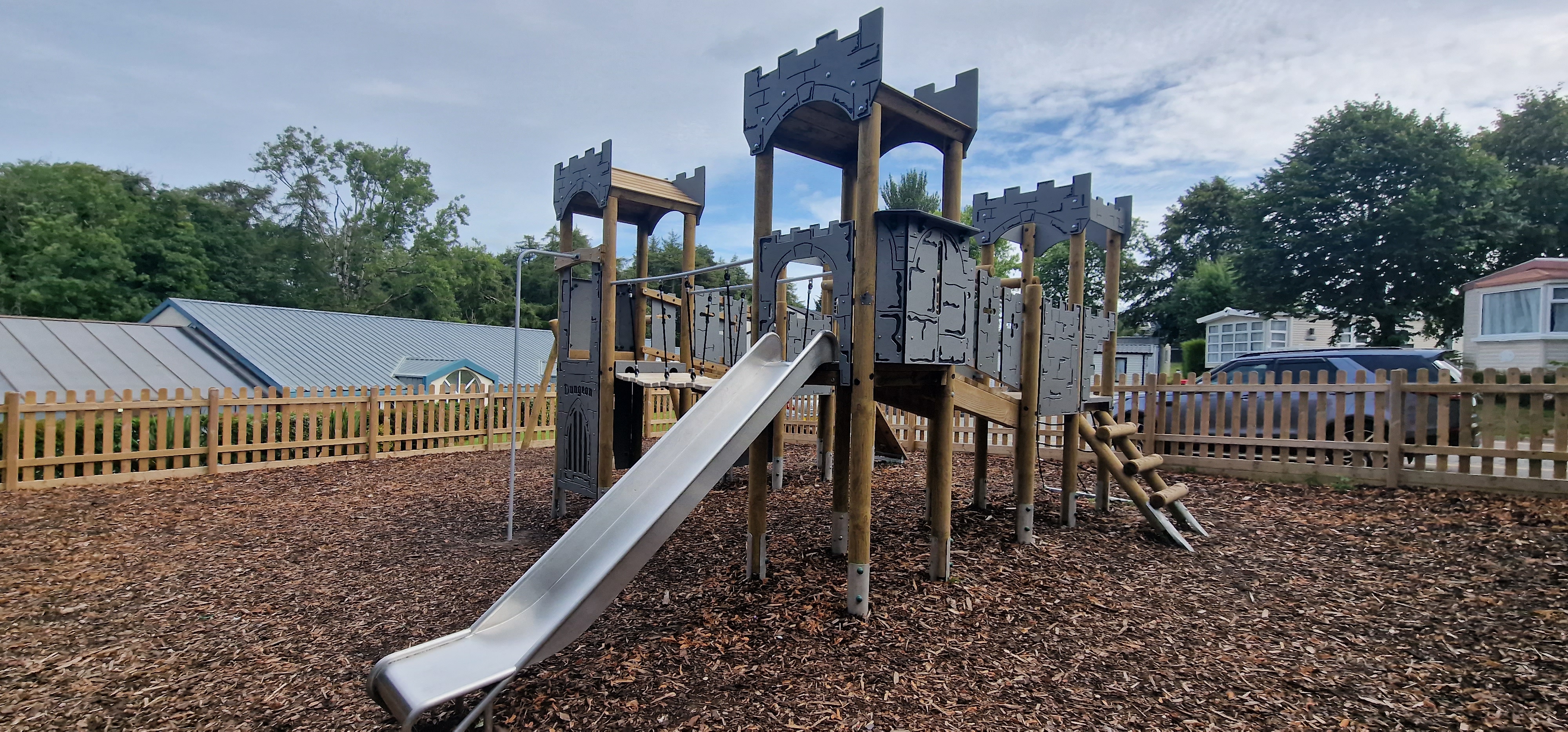 A play tower installed by Pentagon Play at Bryntag holiday park