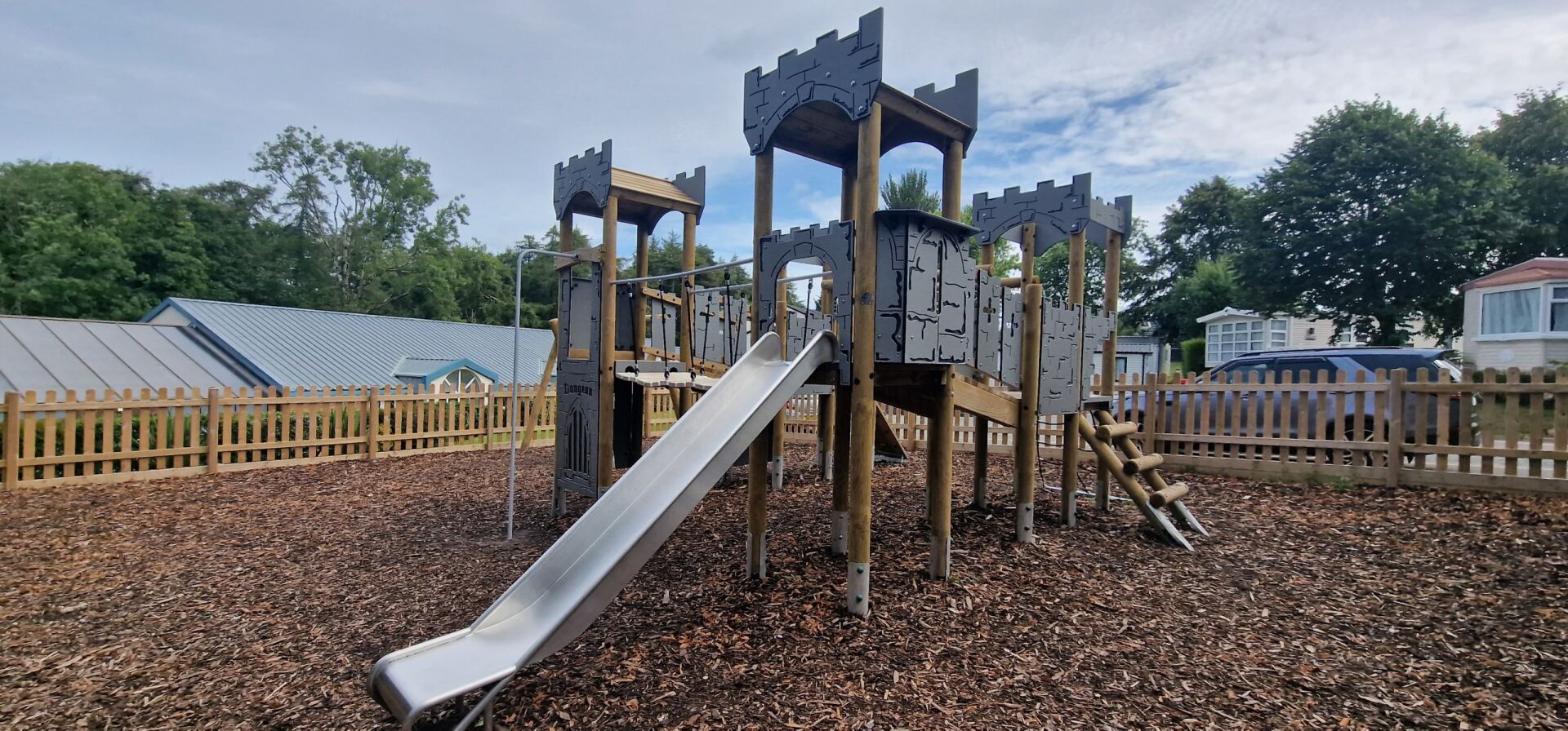 A play tower that has been installed at Brynteg Holiday Park by Pentagon Play