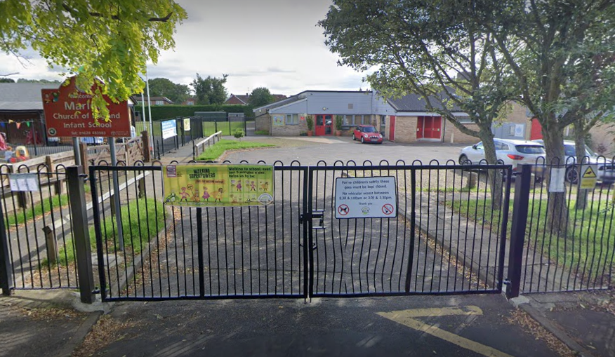 An image of Marlow Church of England Infant School's building and entrance.