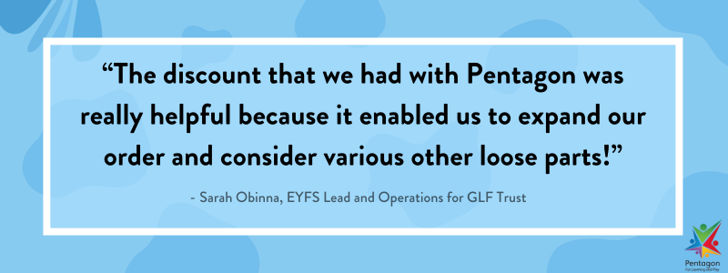 A quote from Sarah Obinna saying "The discount that we had with Pentagon was really helpful because it enabled us to expand our order and consider various other loose parts!".