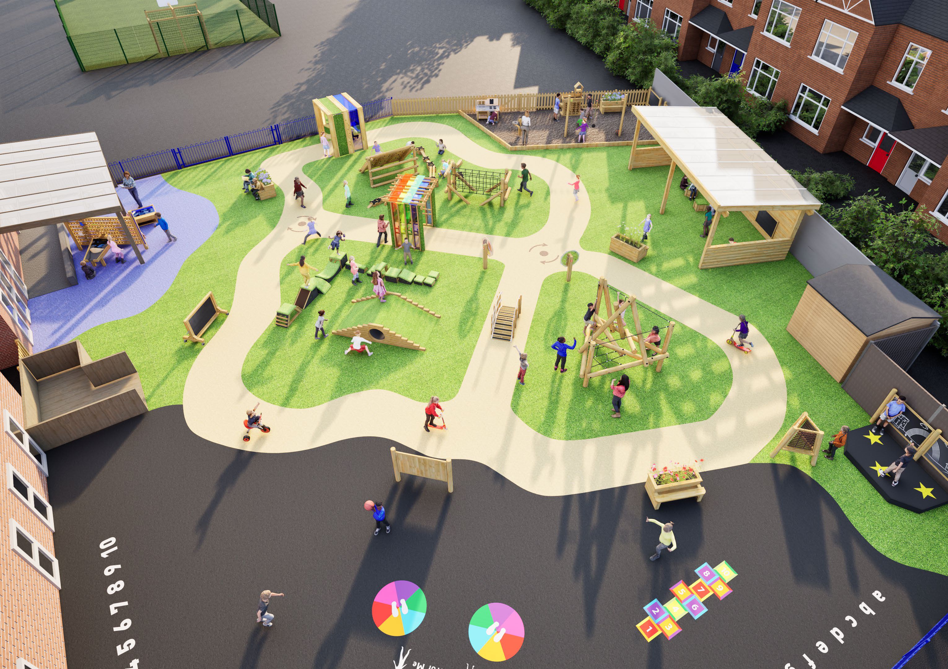 A 3D visualisation of the proposed playground design given to Yenton Primary School.