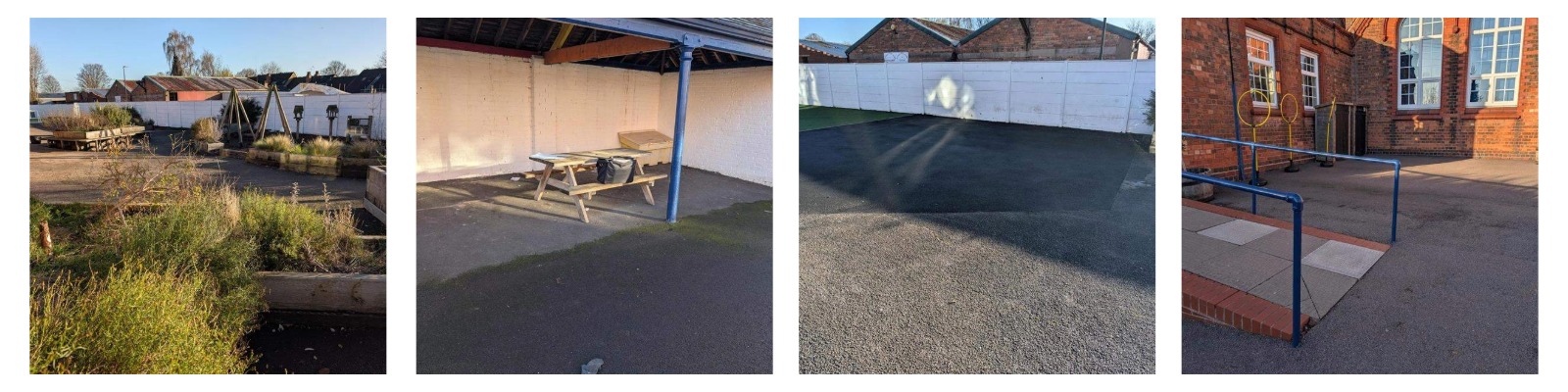 Four before images of the old Rookery School playground before the redevelopment.