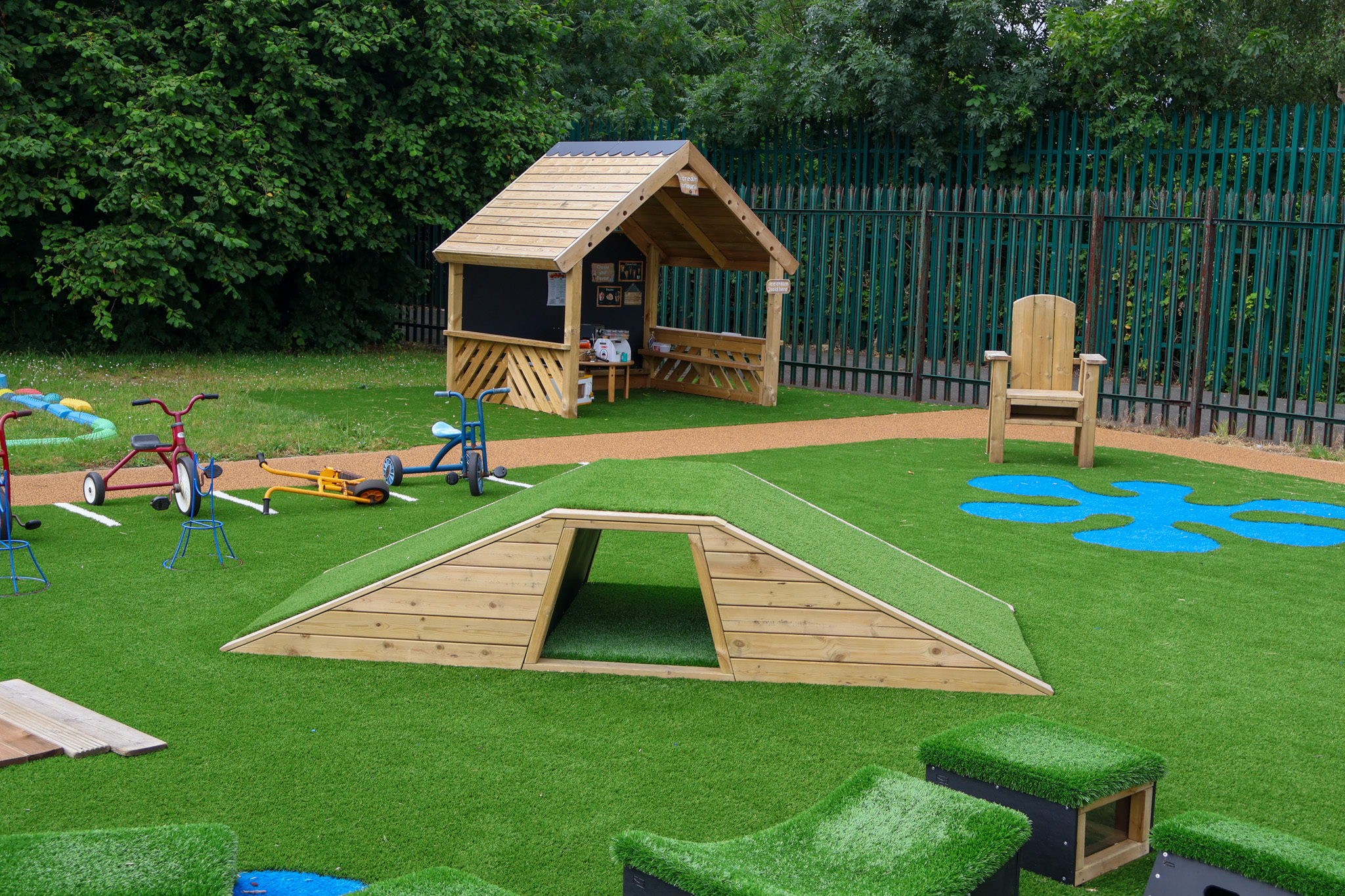 A piece of active play equipment on Lodge Farm Primary playground.