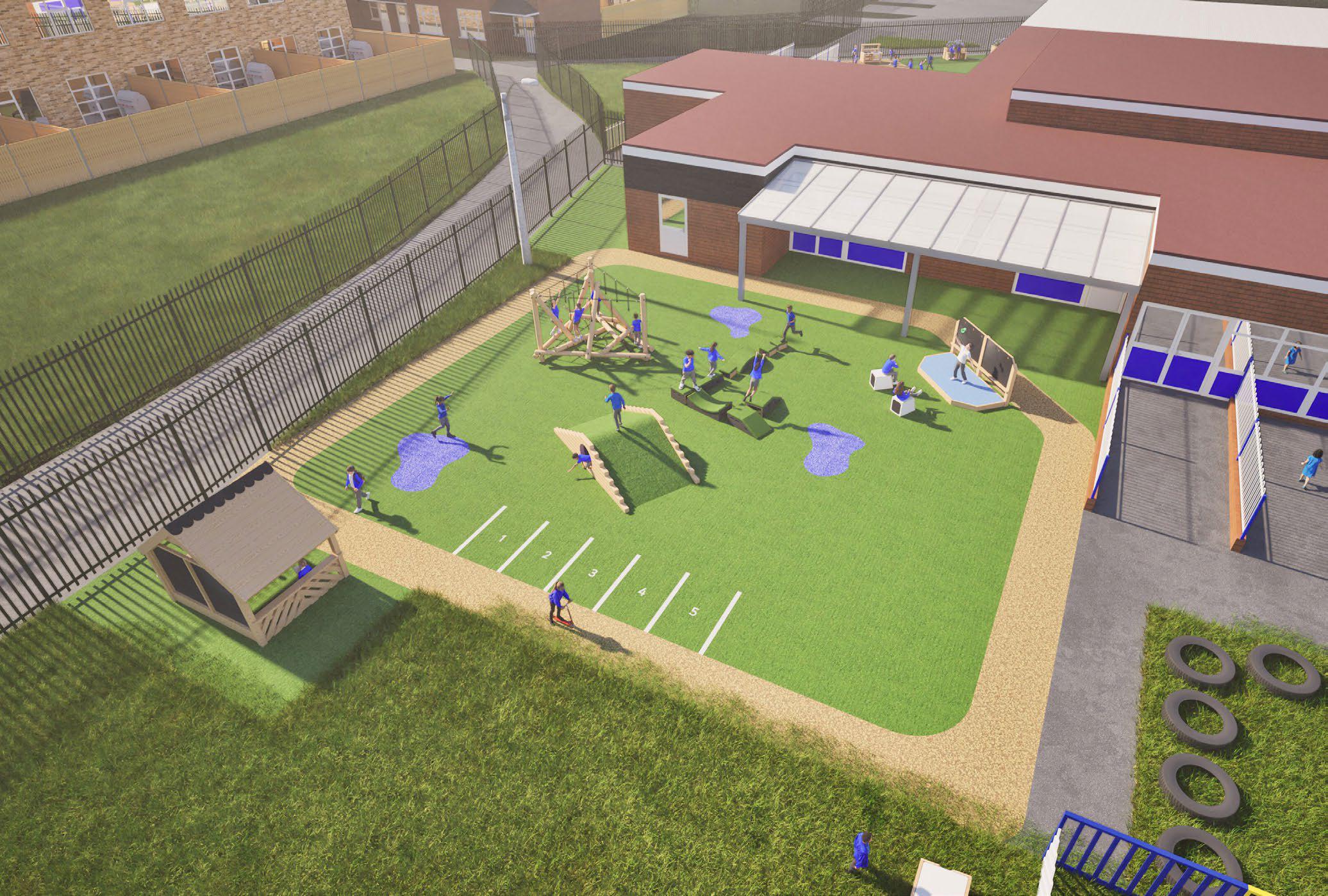 A visualisation of the Lodge Farm Primary Reception playground.